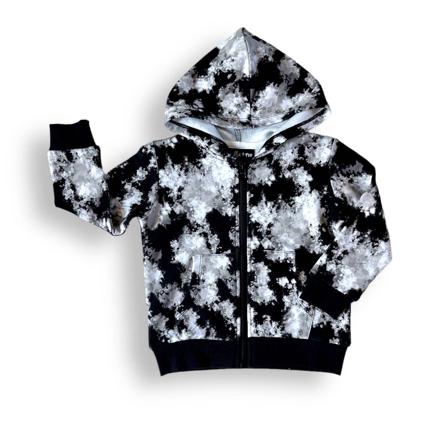 Bamboo Zip Hoodie | Black Tie Dye