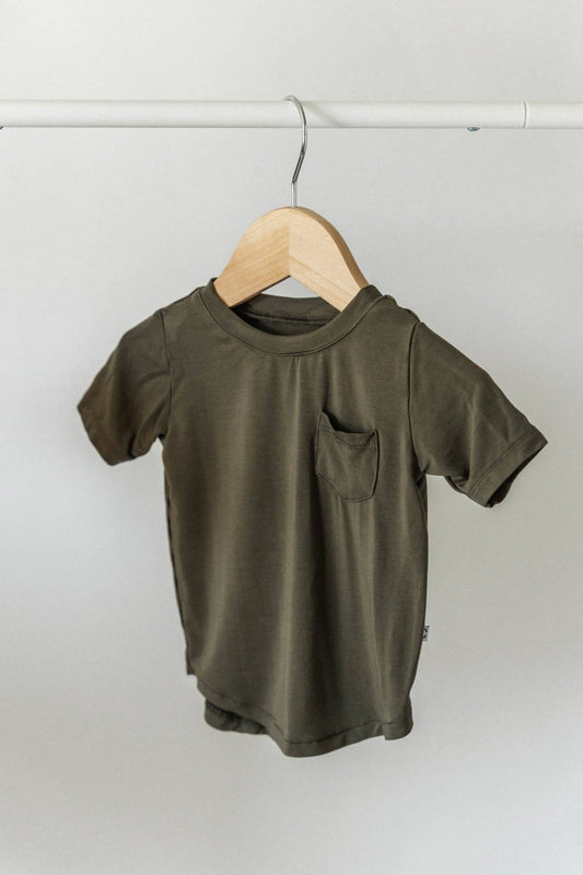 Curved-Hem Pocket Tee | Dark Olive