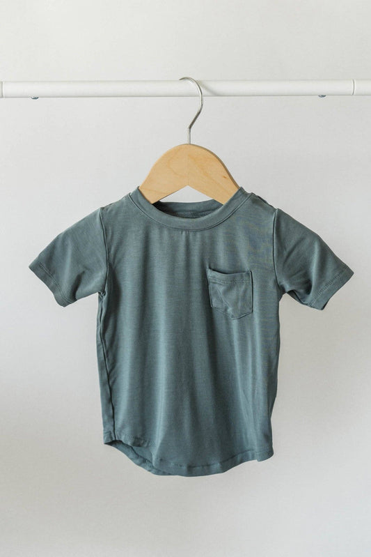 Curved-Hem Pocket Tee | Sea Blue