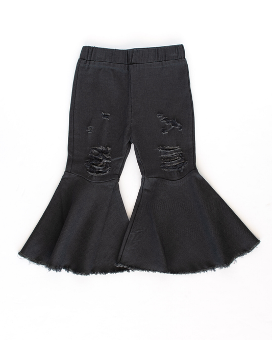 Barbie Denim Bell Bottoms | Distressed Black